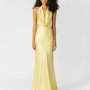 NWT Sau Lee Pear Satin Gown in Yellow